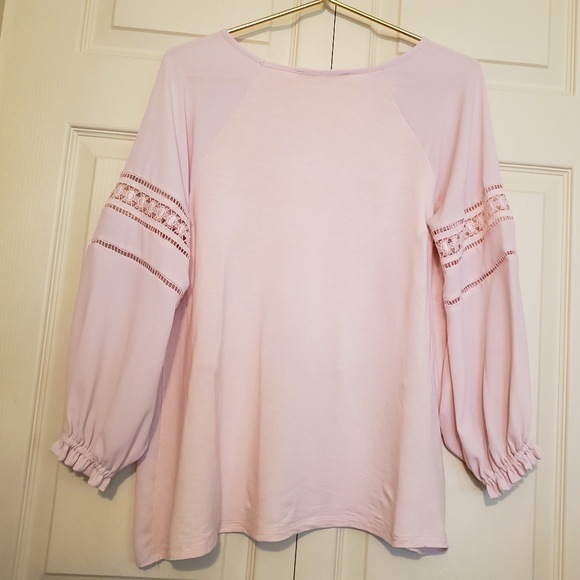 Loft Baby Pink Blouse with Poet Sleeves - Picture 2 of 7